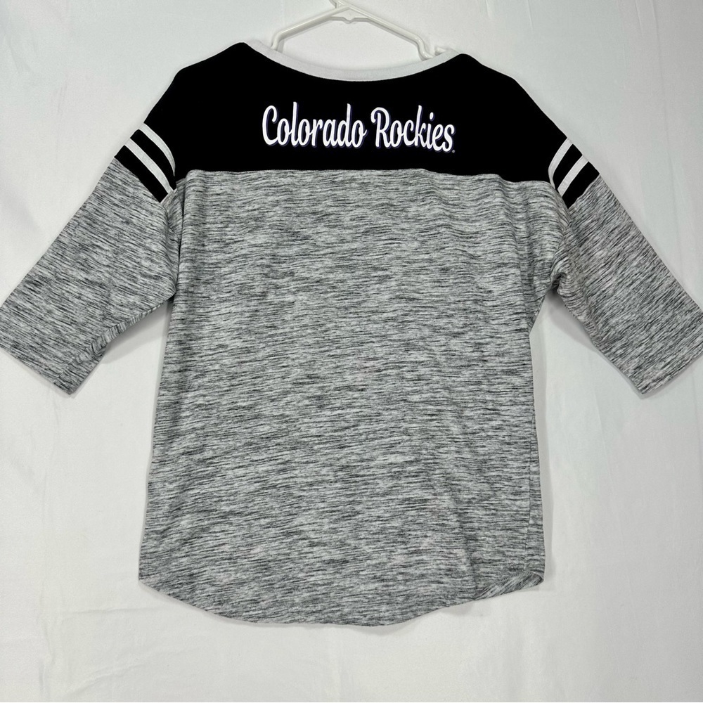 New Era - Colorado Rockies Baseball Black & White Dolman Sleeve Tee - Size M - Picture 3 of 4